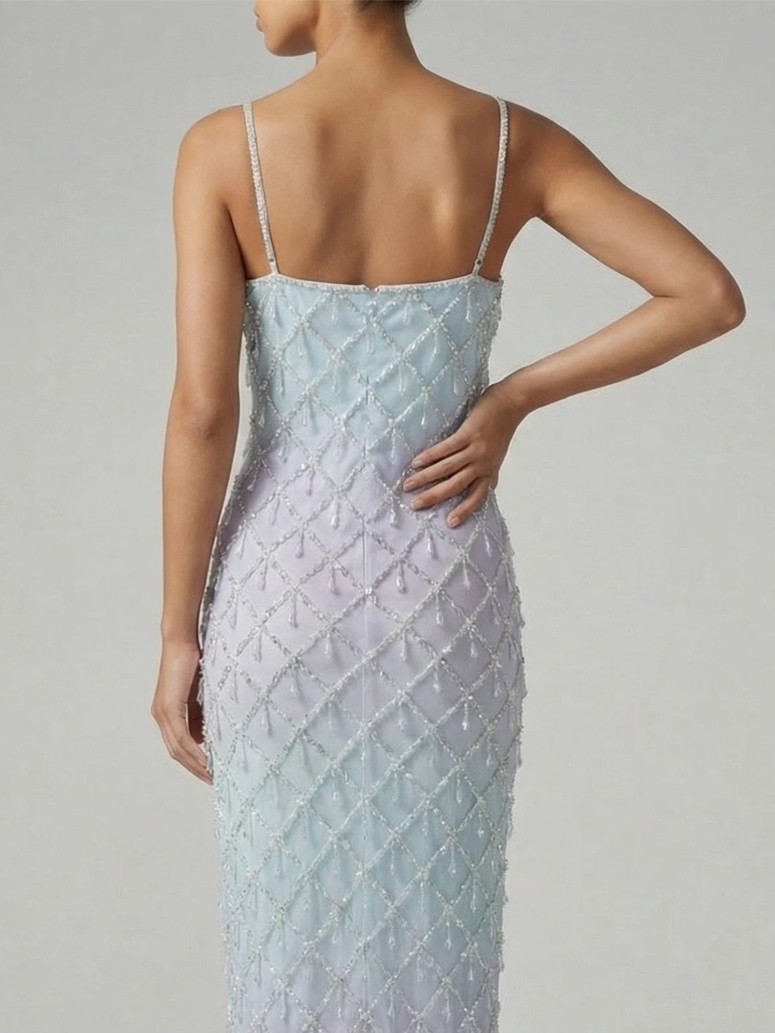 Calliope Luxury Crystal Blue Ombre Maxi Party Dress