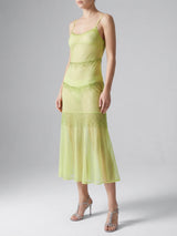 Shimmer Falls Sheer Green Midi Dress