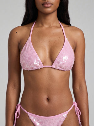 Sienna Sequin Embroidery Bikini Top Multi Colour in Stock