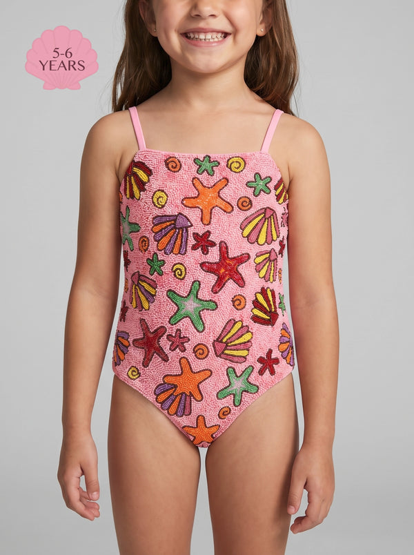 Under the Sea Kids Fuschia Thin Strap Swimsuit
