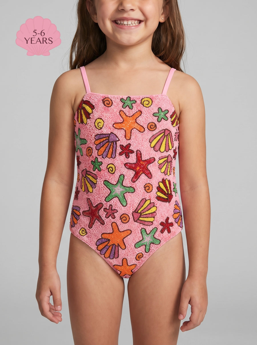 Under the Sea Kids Fuschia Thin Strap Swimsuit
