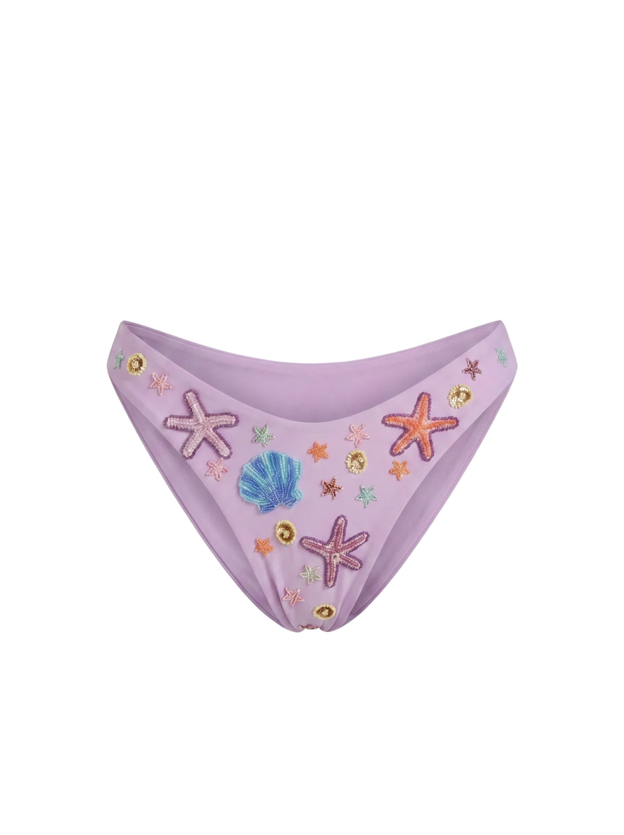 Quinn Embellished Slip On Bikini Bottoms Lilac