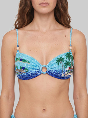 Oceanus x Taylor Nunez Island Blue Bandeau Bikini Top