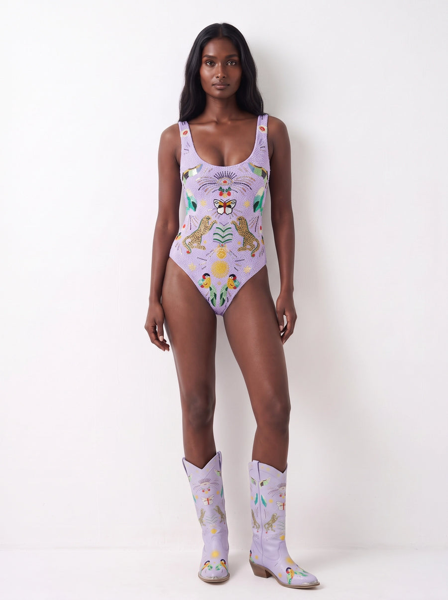 Willow Embroidered Leather Boots Multi Colour
