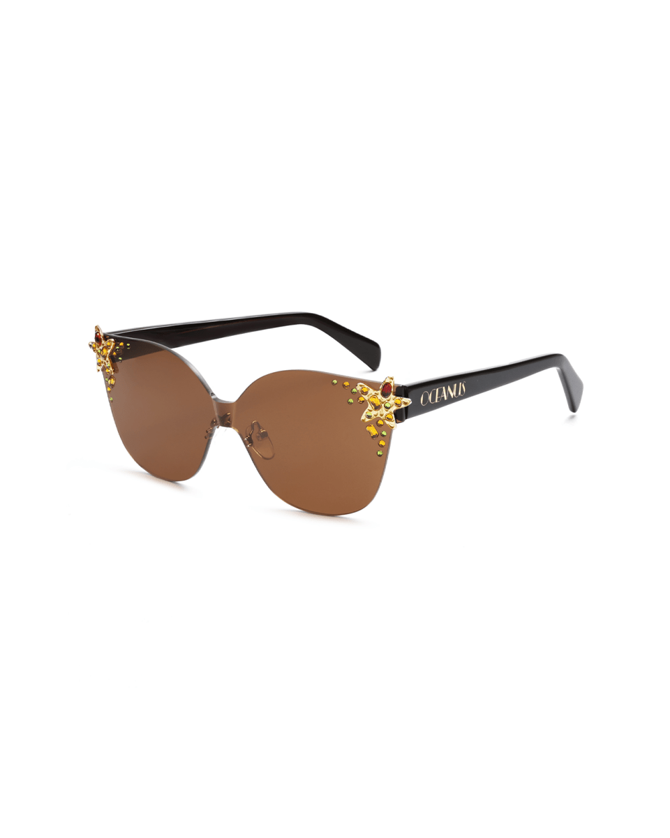 Oceanus x SOJOS Glowheart Sunglasses Brown