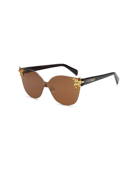 Oceanus x SOJOS Glowheart Sunglasses Brown - Oceanus Swimwear