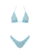 Calliope Luxury Crystal Bikini Bottom Aqua & White