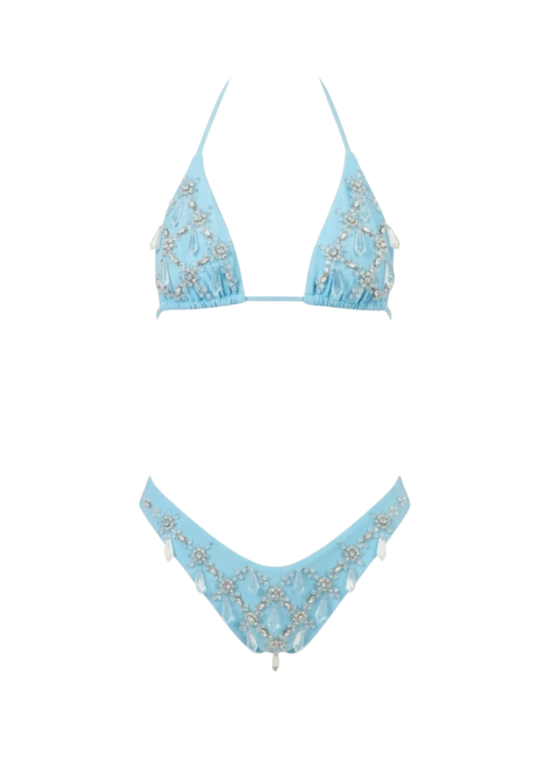 Calliope Luxury Crystal Bikini Bottom  Blue