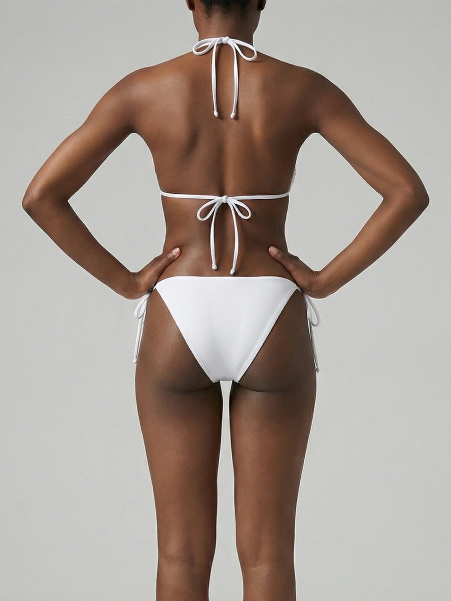 Oceanus x Zandra Rhodes Dreamshell Half Beaded White Bikini Top