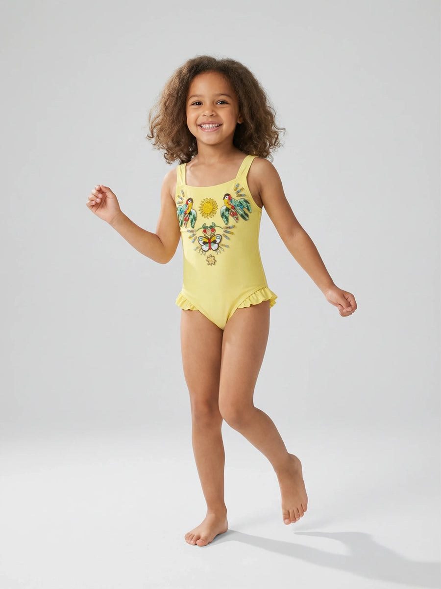 Sunshine Paradise Yellow Kids Swimsuit