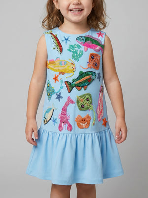 Arizona Big Ruffle Kids Dress Multi Colour