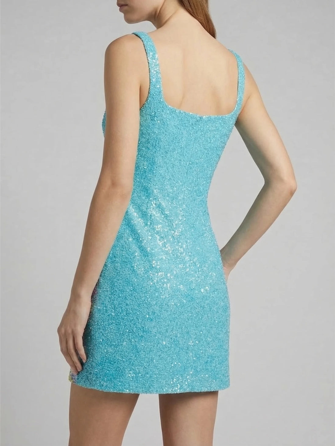 Adeline Coral Hand Beaded Mini Dress Blue