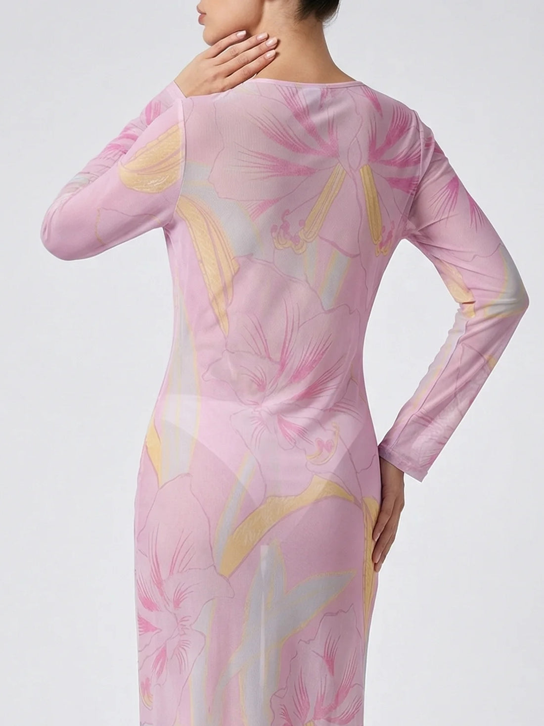 Blush Hibiscus Sheer Dress