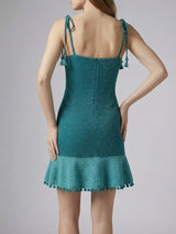 Green Starfish Beaded Mini Dress