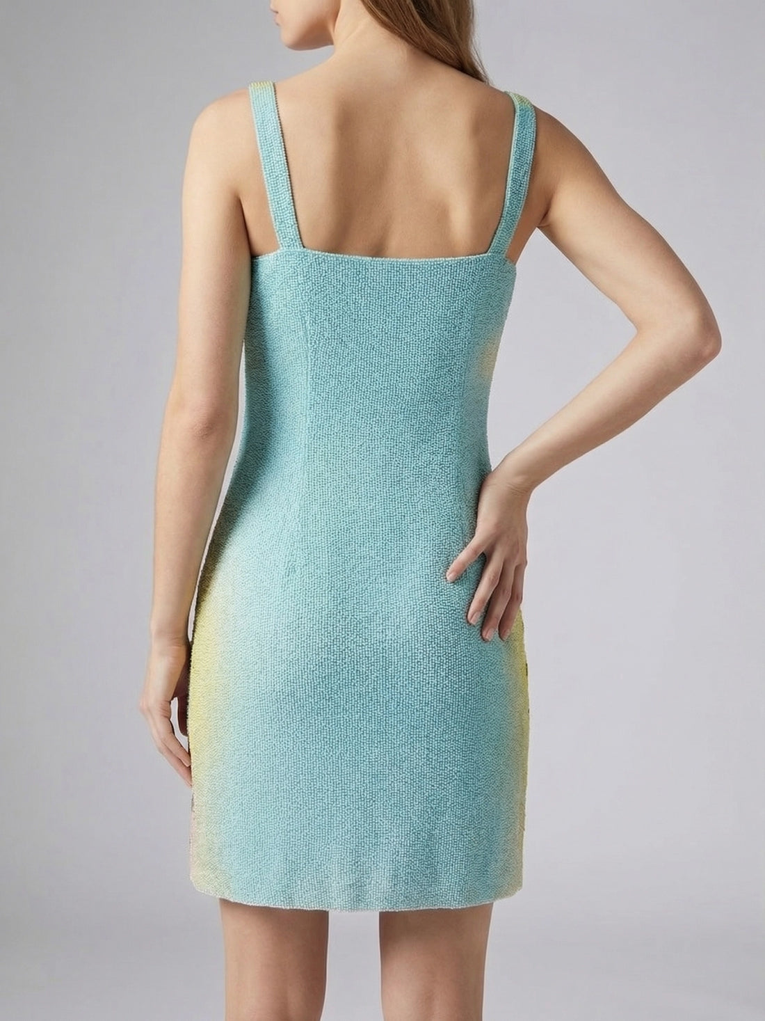 Sunshine Peacock Blue Beaded Mini Dress