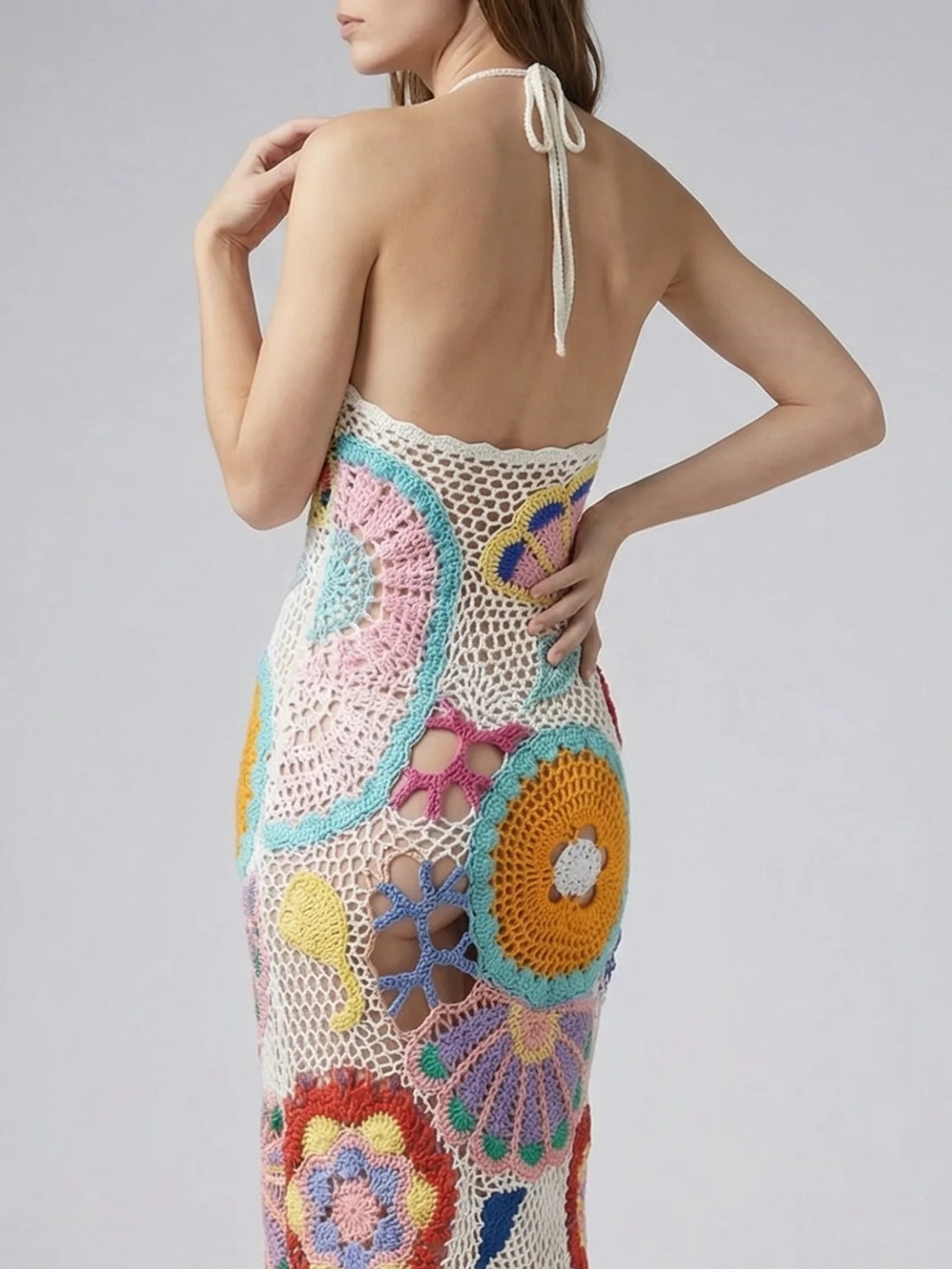Kaia Crochet Coral Multi Maxi Dress