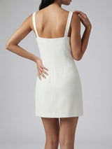Arizona Blue White Beaded Mini Dress