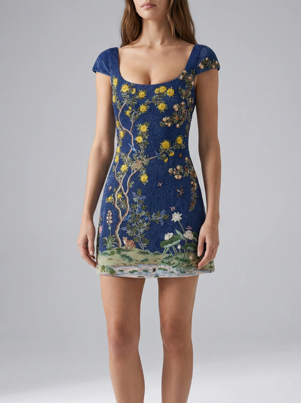 Navy Enchanted Garden Mini Dress