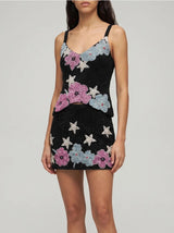 Black Flower Star Co-ord Top