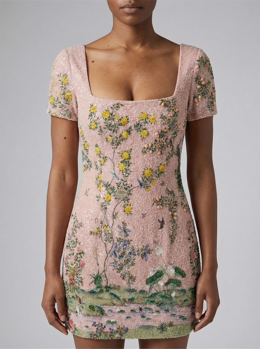 Pink Enchanted Garden Mini Dress