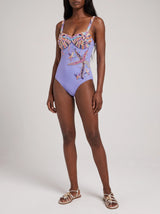 Selene Sea Shell Hand-Beaded Swimsuit Purple