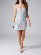Riviera Coral Hand-Beaded White Mini Dress