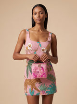 Tropical Pink Hand-Embroidered Vanity Bag
