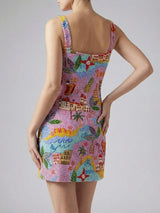 Doris Hand-Beaded Crystal Mini Dress Purple Christina Milian