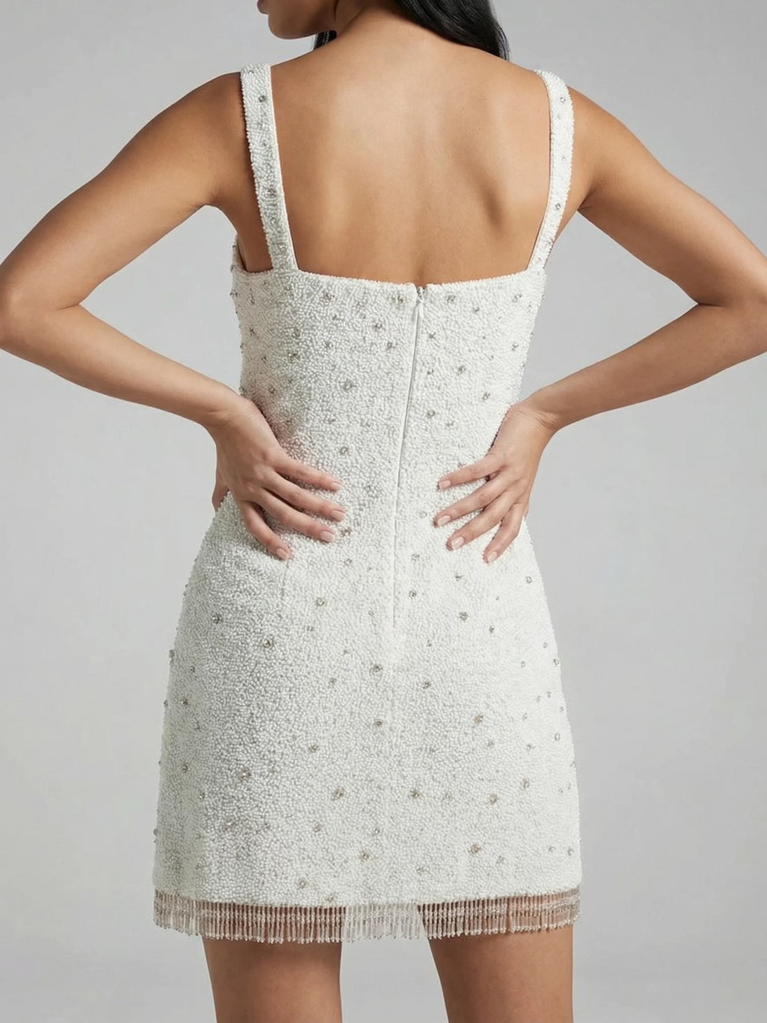 Posy White Beaded Mini Dress