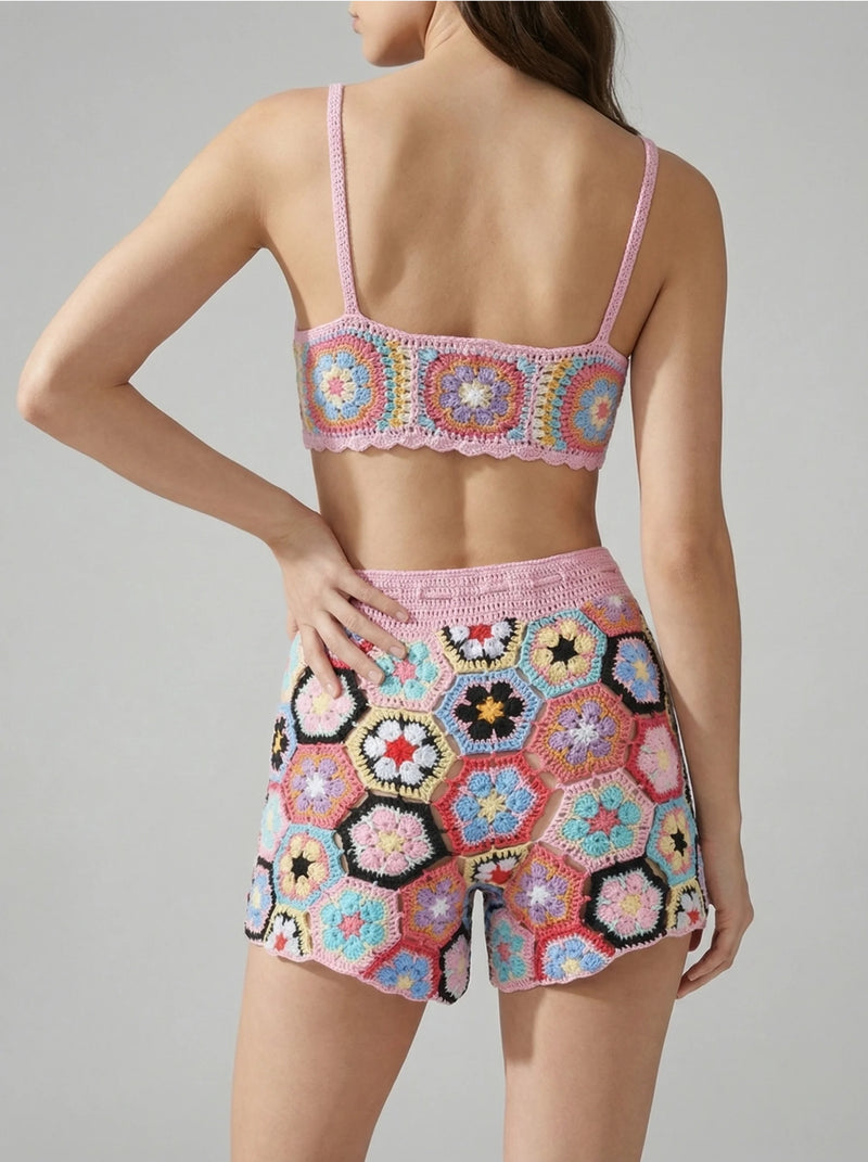 Hexa Bloom Crochet Shorts
