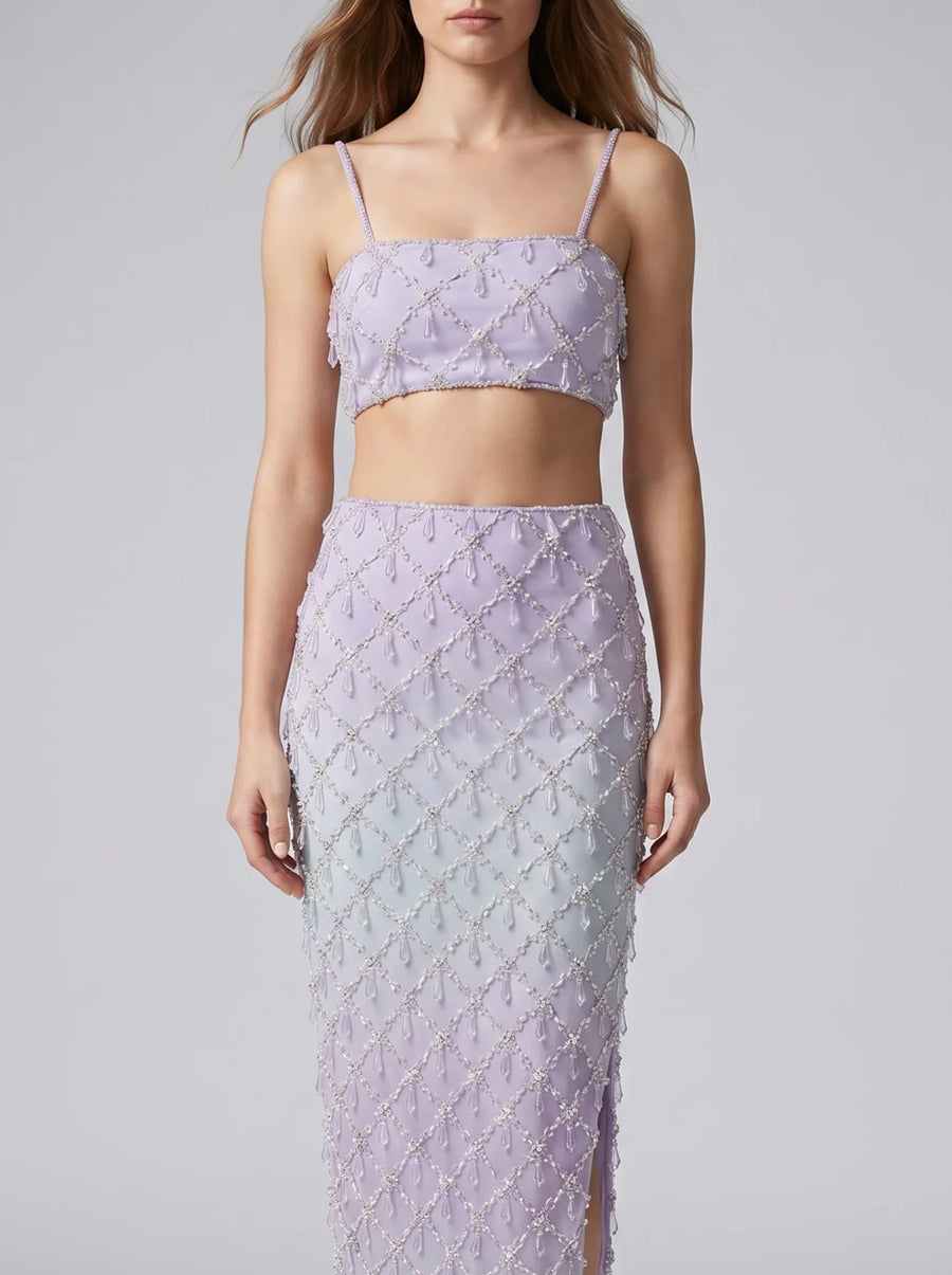 Calliope Luxury Crystal Blue Ombre Co-ord Skirt