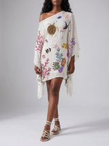 Sea Fantasy Pastel Multi Color Embroidered Kaftan