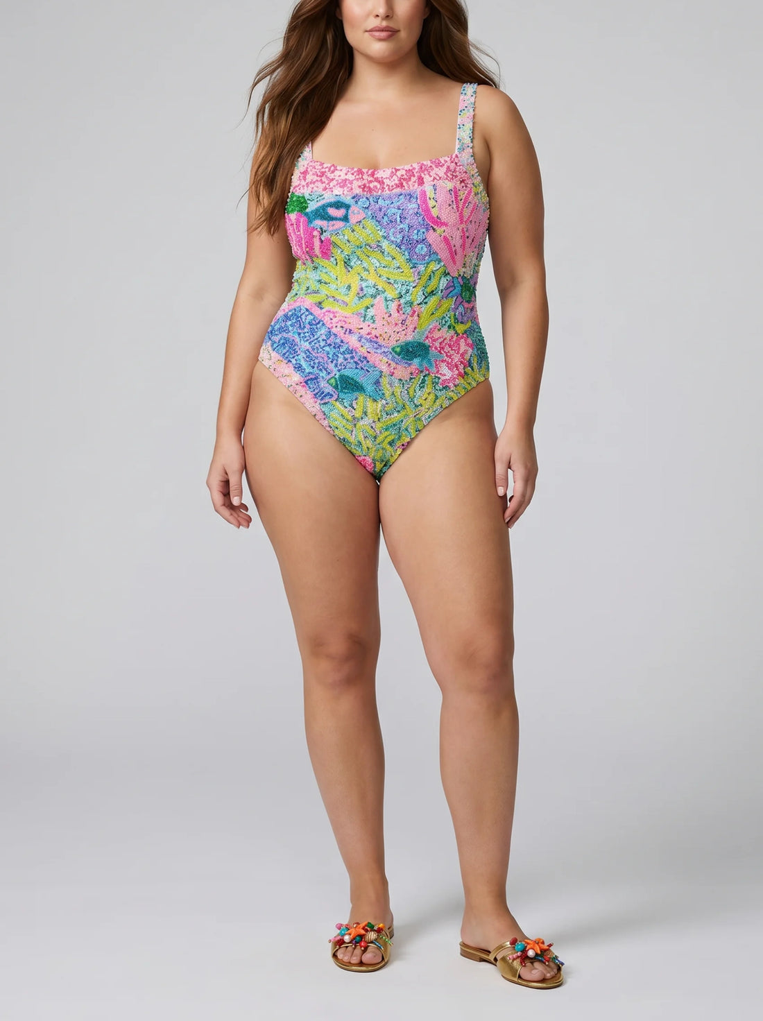 Curve Deep Coral Pink Swimsuit