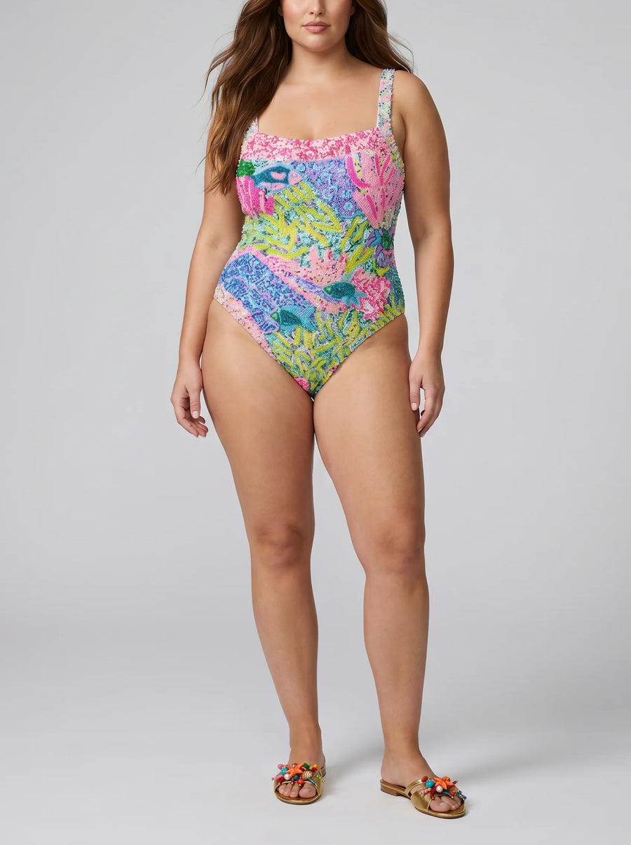 Curve Deep Coral Pink Swimsuit