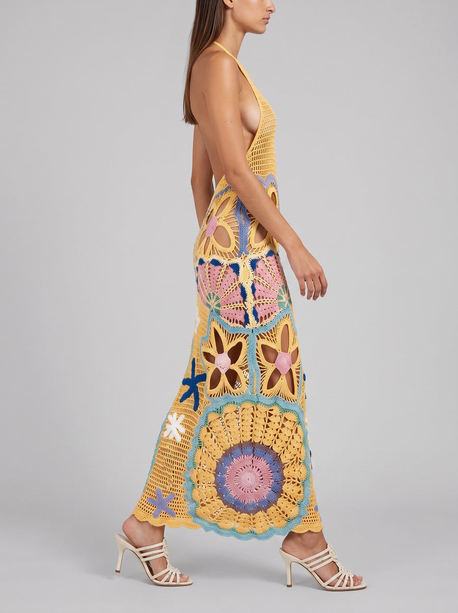 Shop Pearl Halter Crochet Multi Maxi Dress