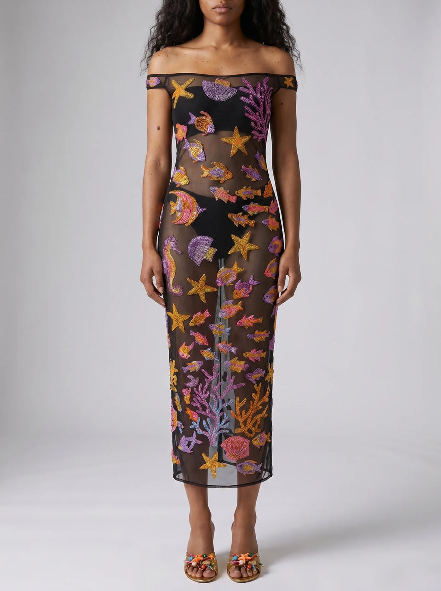 Coraline Black Sheer Maxi Dress