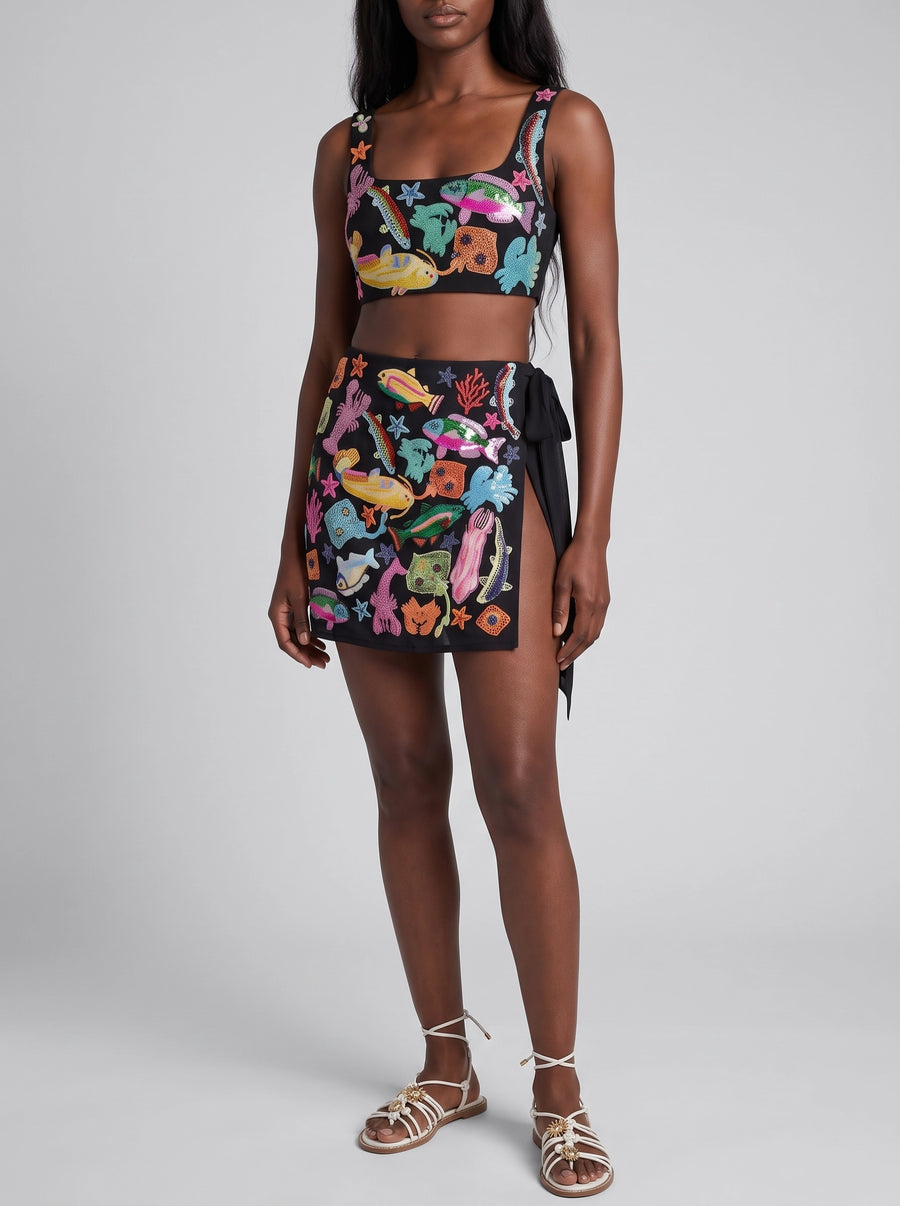 Arizona Embroidered Mini Skirt Black