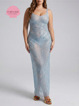Curve Saltwater Slip Blue Maxi Dress