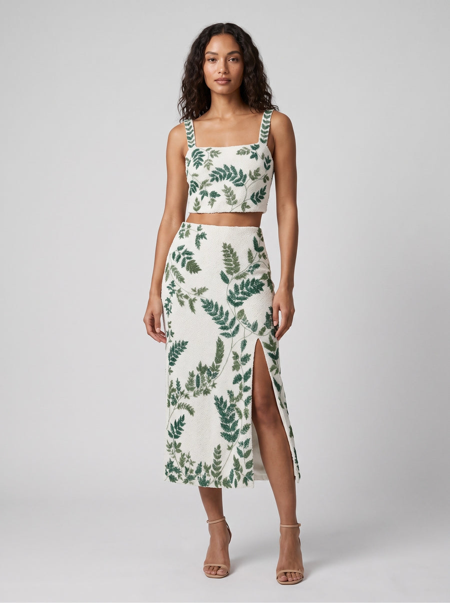 Green Leaf Co-ord Long Dress
