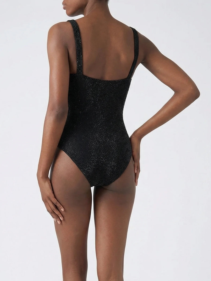 Midnight Bloom Swimsuit Black