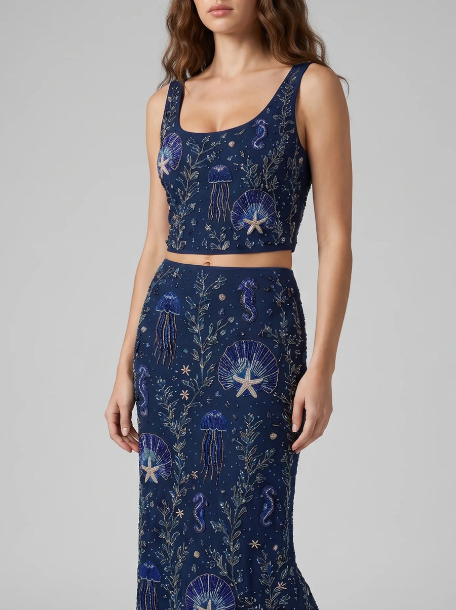 Reya Co-ord Top in Navy