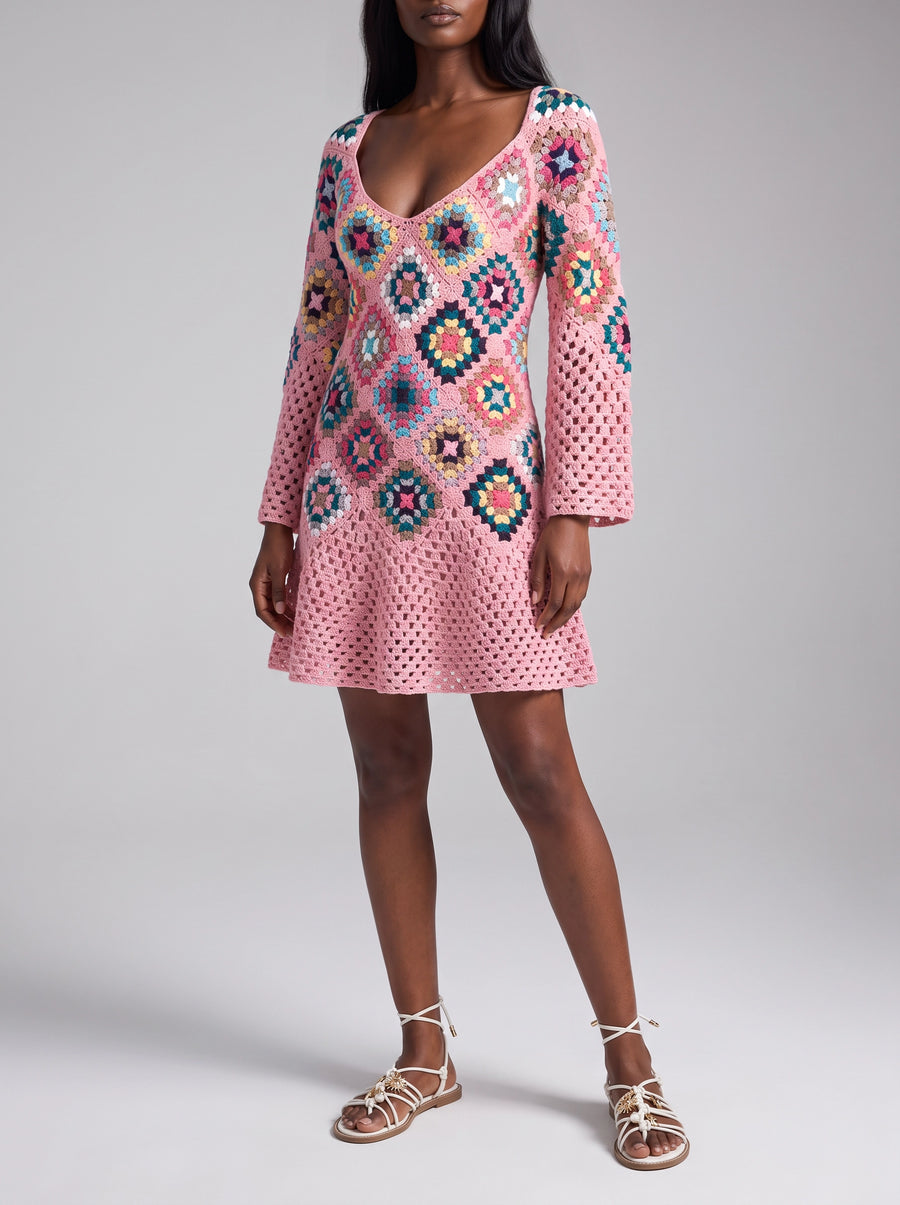 Spring Pink Crochet Dress