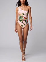 Paisley One Shoulder Luxe Pink Swimsuit