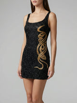 Oceanus √ó B√°rbara Hulanicki Serpentina Noir Scoop Neck Mini Dress