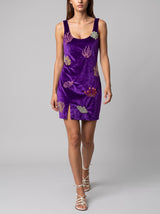Coral Purple Velvet Mini Dress