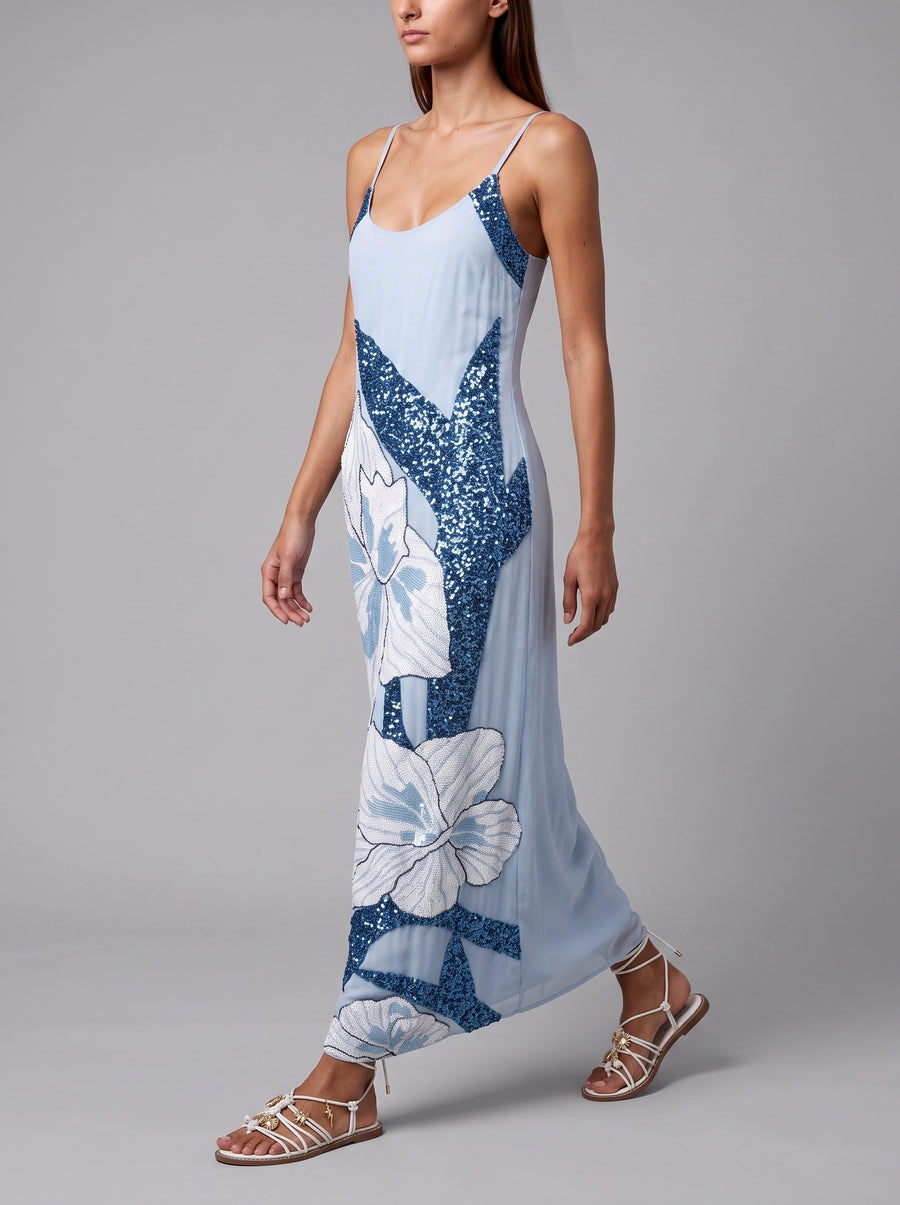 Delilah Beaded Dress Blue Oceanus x By Poppy in Stock