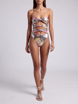 STRAPLESS SWIMSUITS SHELL STARFISH SILVER WITH HOLE