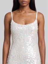 Sienna White Sequin Luxury Midi Dress