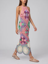 Rowan Halter Maxi Crochet Pink Dress