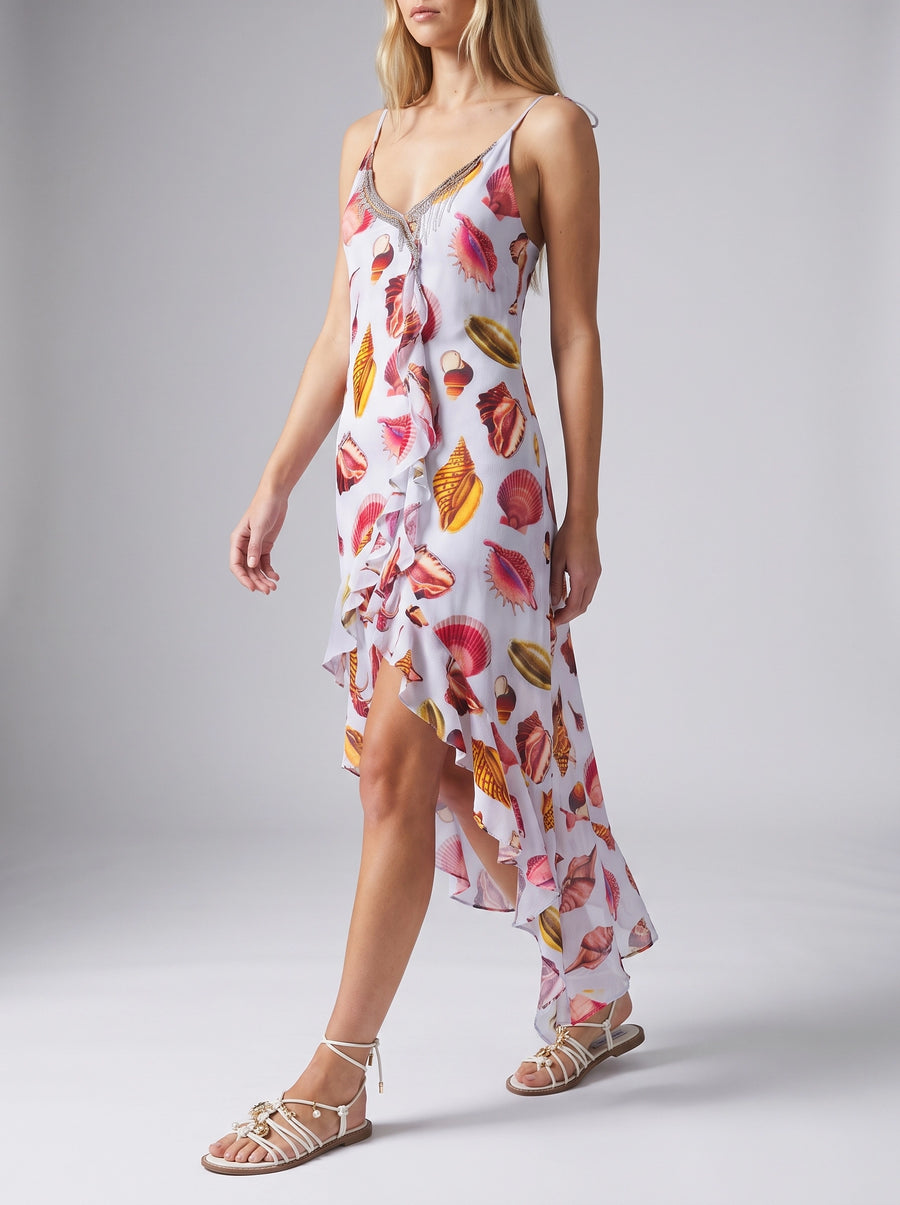 Nerissa Shell Asymmetric Midi Dress